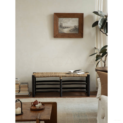 Straw Woven Bench - scene