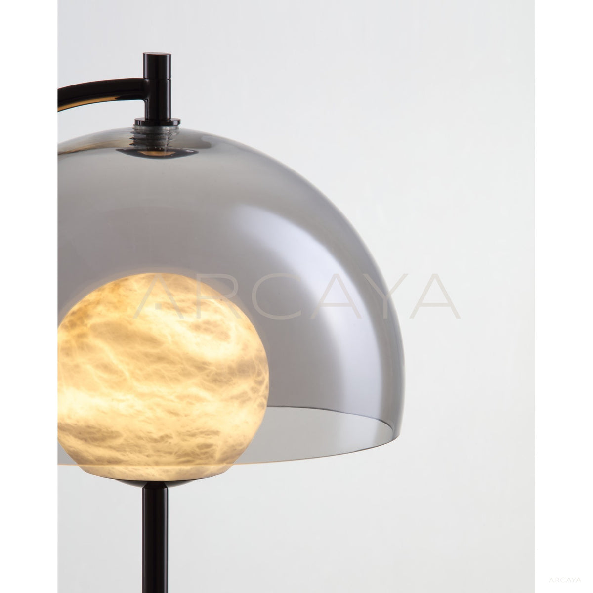 Stone Globe Smoked Half Shade Table Lamp 95171 in detail