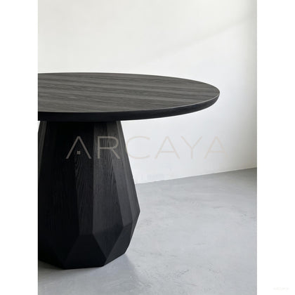 Ash Wood Round Dining Table - scene