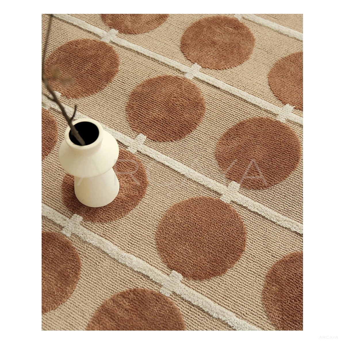Beige Red Brown Dot Rug Dsm P025 C03 in detail