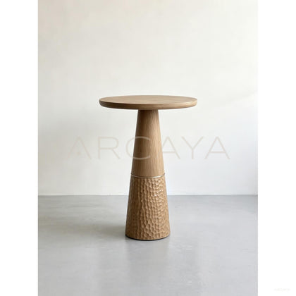 Ash Wood Hammered Side Table - scene