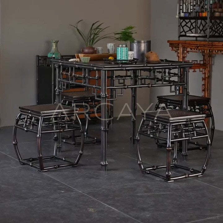 Purple Bamboo Fretwork Square Table - main