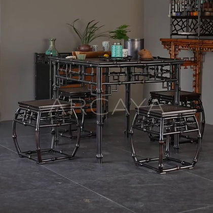 Purple Bamboo Fretwork Square Table - main