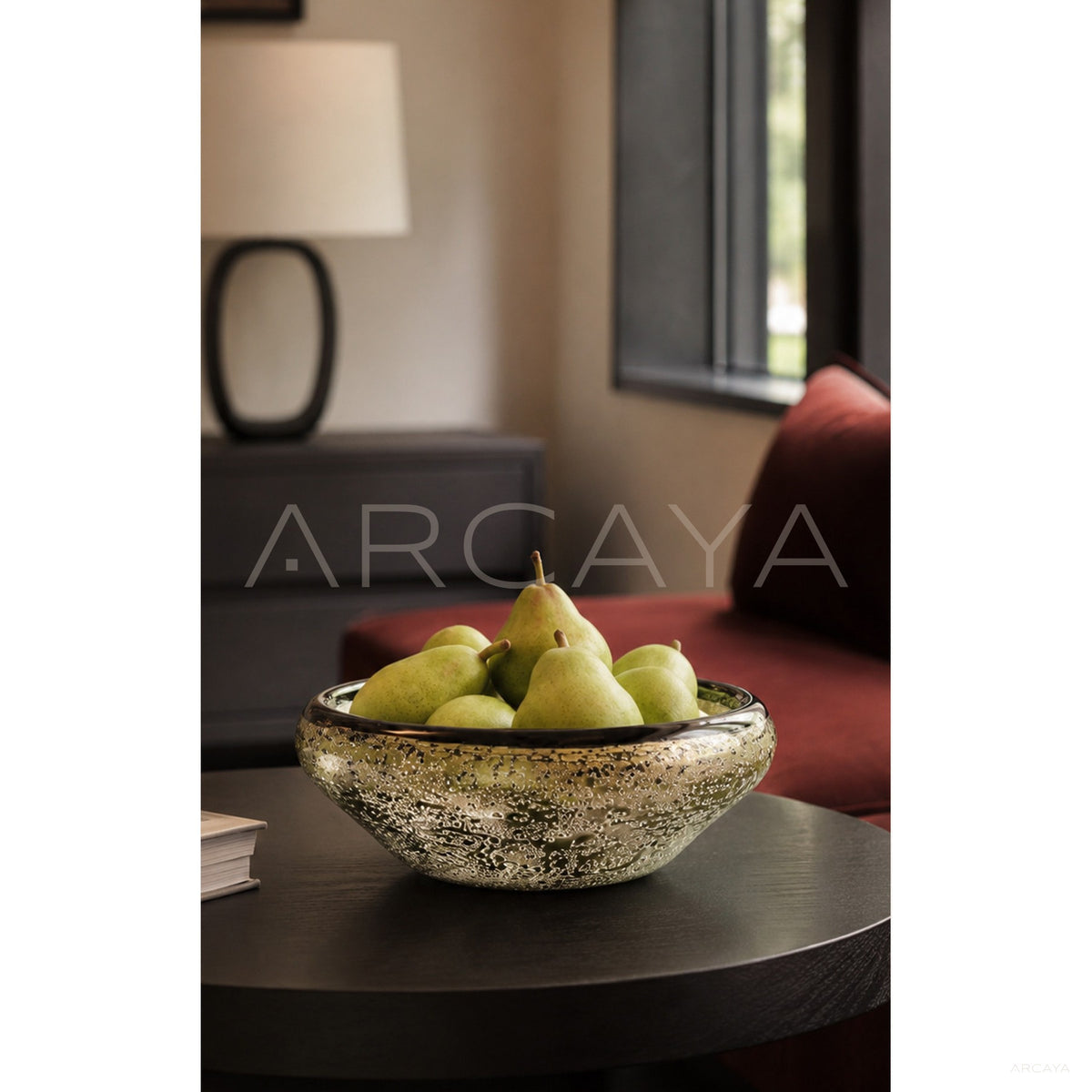 Handmade Silver Glazed Glass Fruit Bowl in detail
