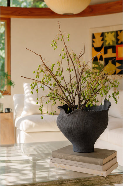 Art Textured Black Ceramic Vase - scene