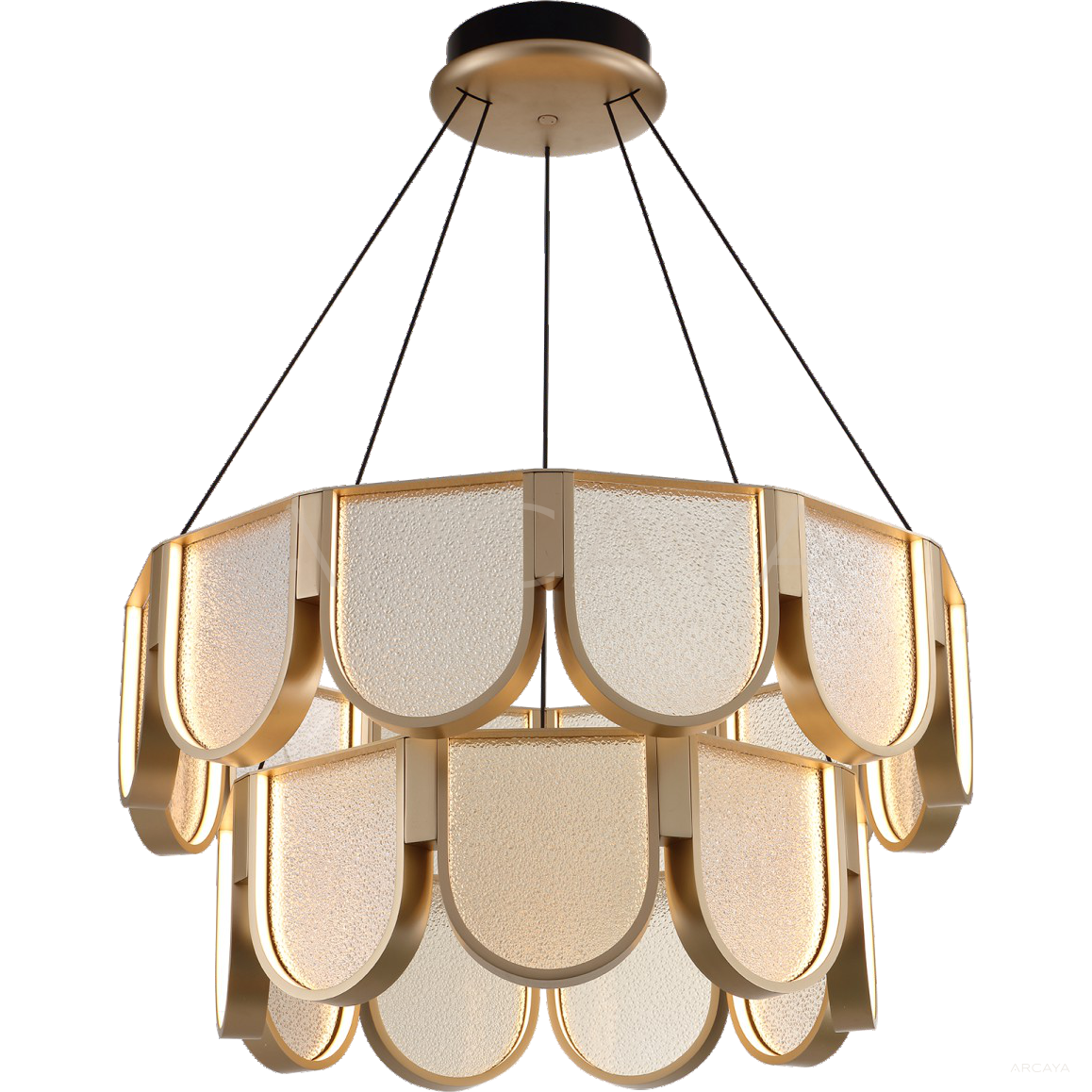 Gold Wave Layered Double Pendant Light 95326 in detail