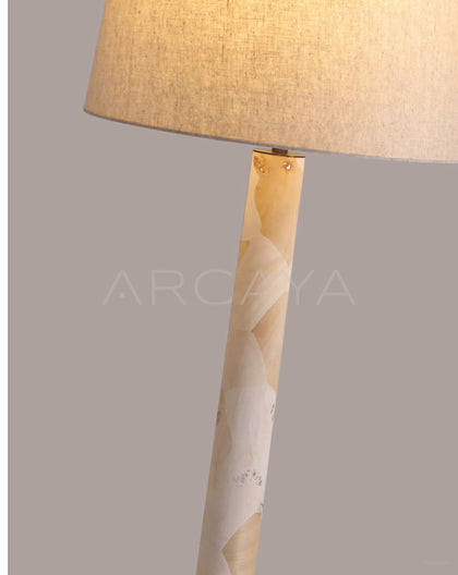 Travertine Column Fabric Shade Floor Lamp 95335 - detail