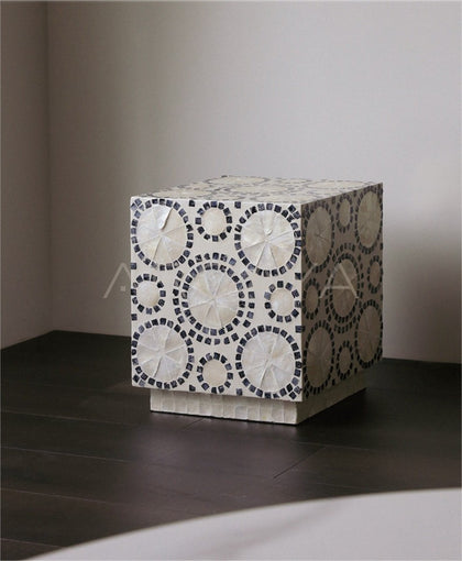 Shell Inlay Multi Use Side Table Stool - scene