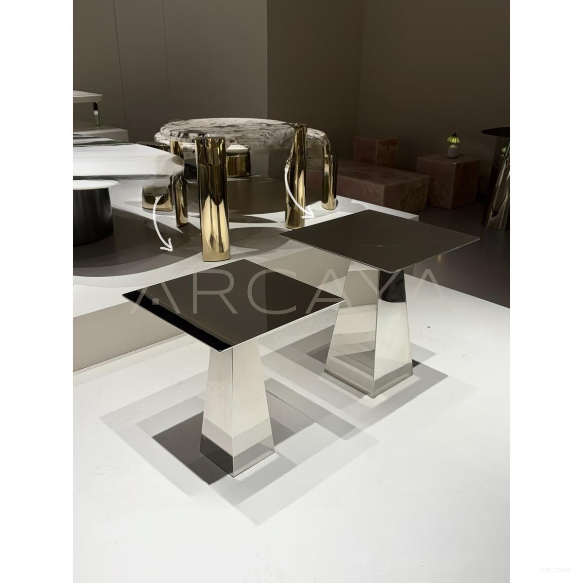 Italian Style Marble Side Table in detail