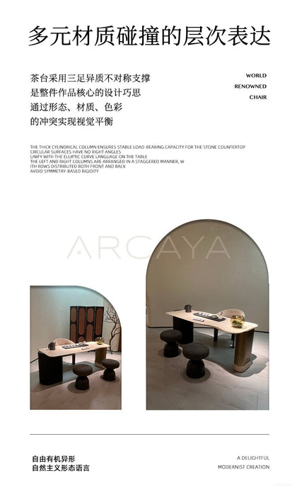 Gilded Light Stone Tea Table - scene