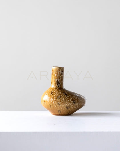 Wabi Sabi Ochre Textured Ceramic Vase - scene