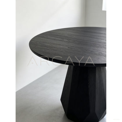 Ash Wood Round Dining Table - scene