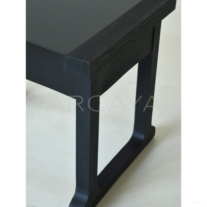 Old Money Oak Matte Black Brushed Nightstand - scene