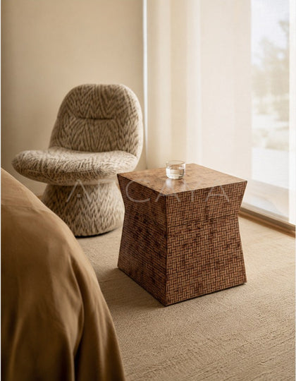 Textured Handwoven Side Table Dressing Room - scene