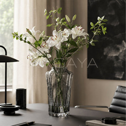 Smoked Grey Faceted Glass Vase - main