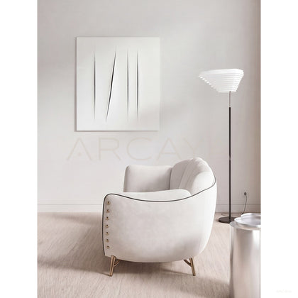 French Riveted Fabric Sofa - scene