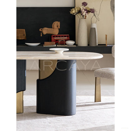 French Travertine Dining Table - scene