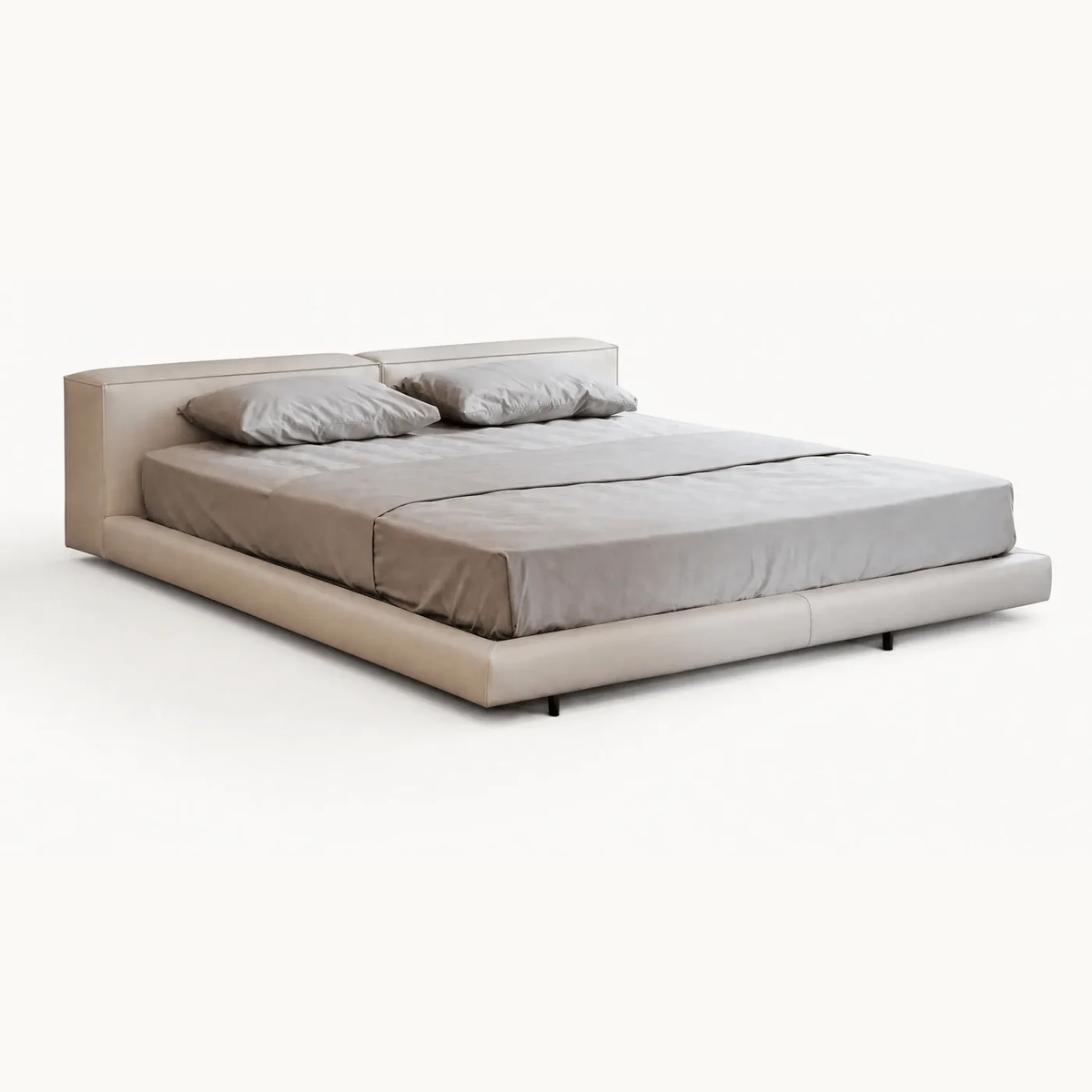 Wood Floating Low Platform Bed