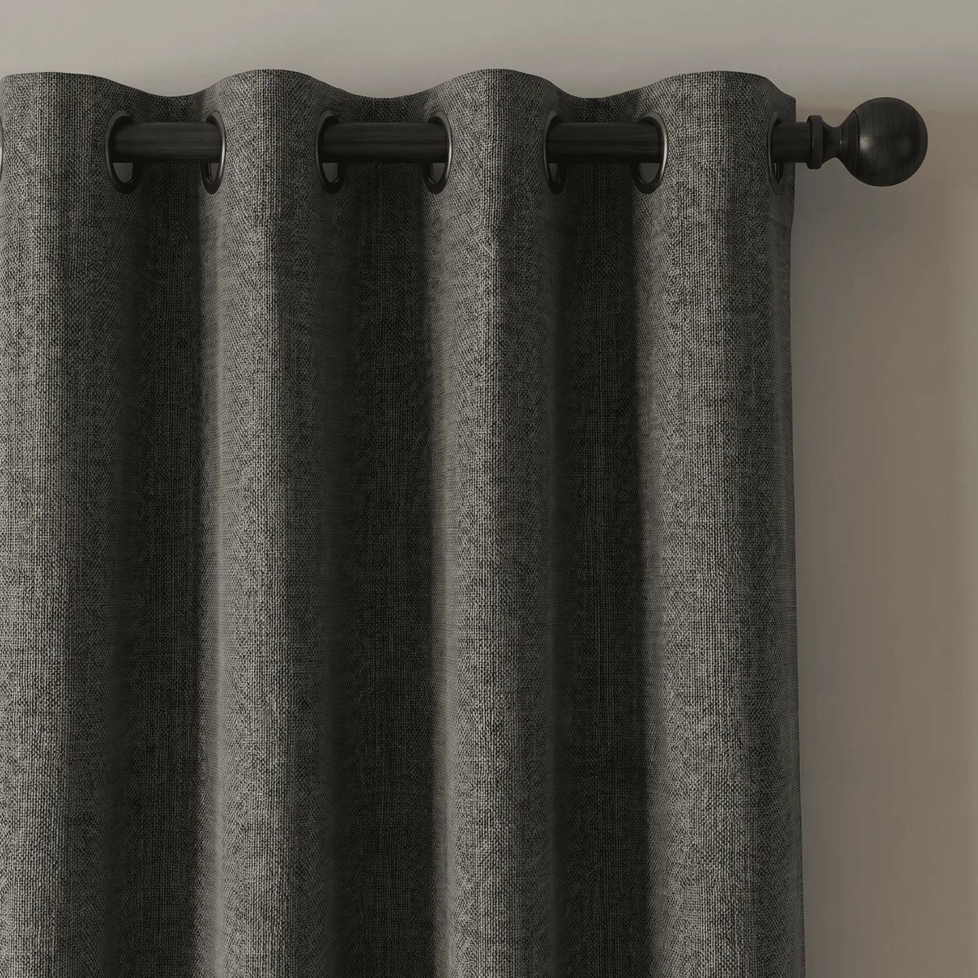 Thick Dark Gray Linen Look Curtain Fabric