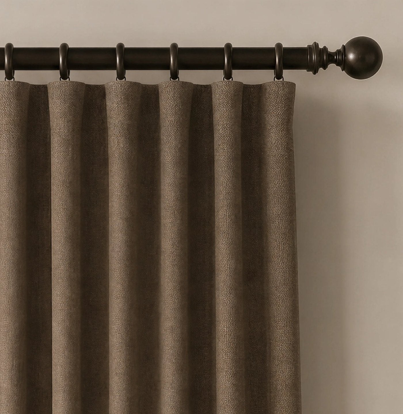 Solid Wood Curtain Rod and Ring Set