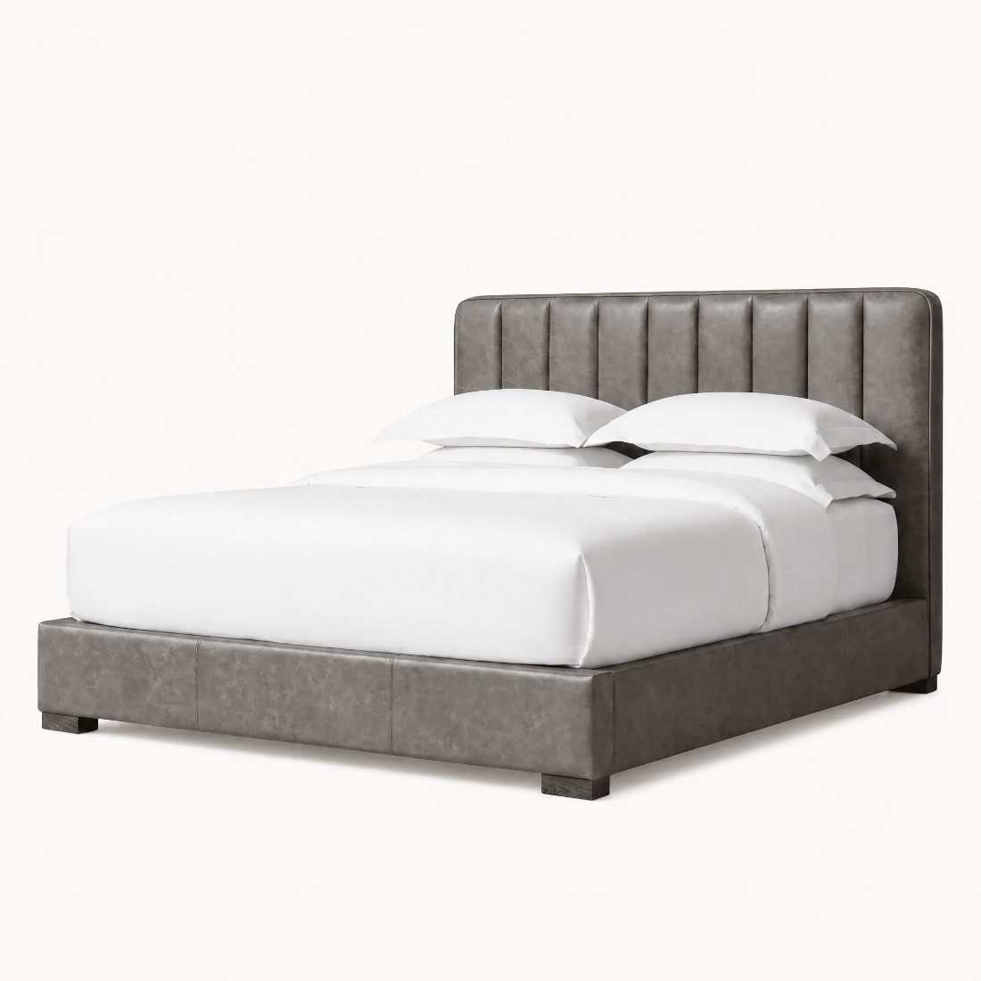 Vertical Channel Tufted Leather Bed