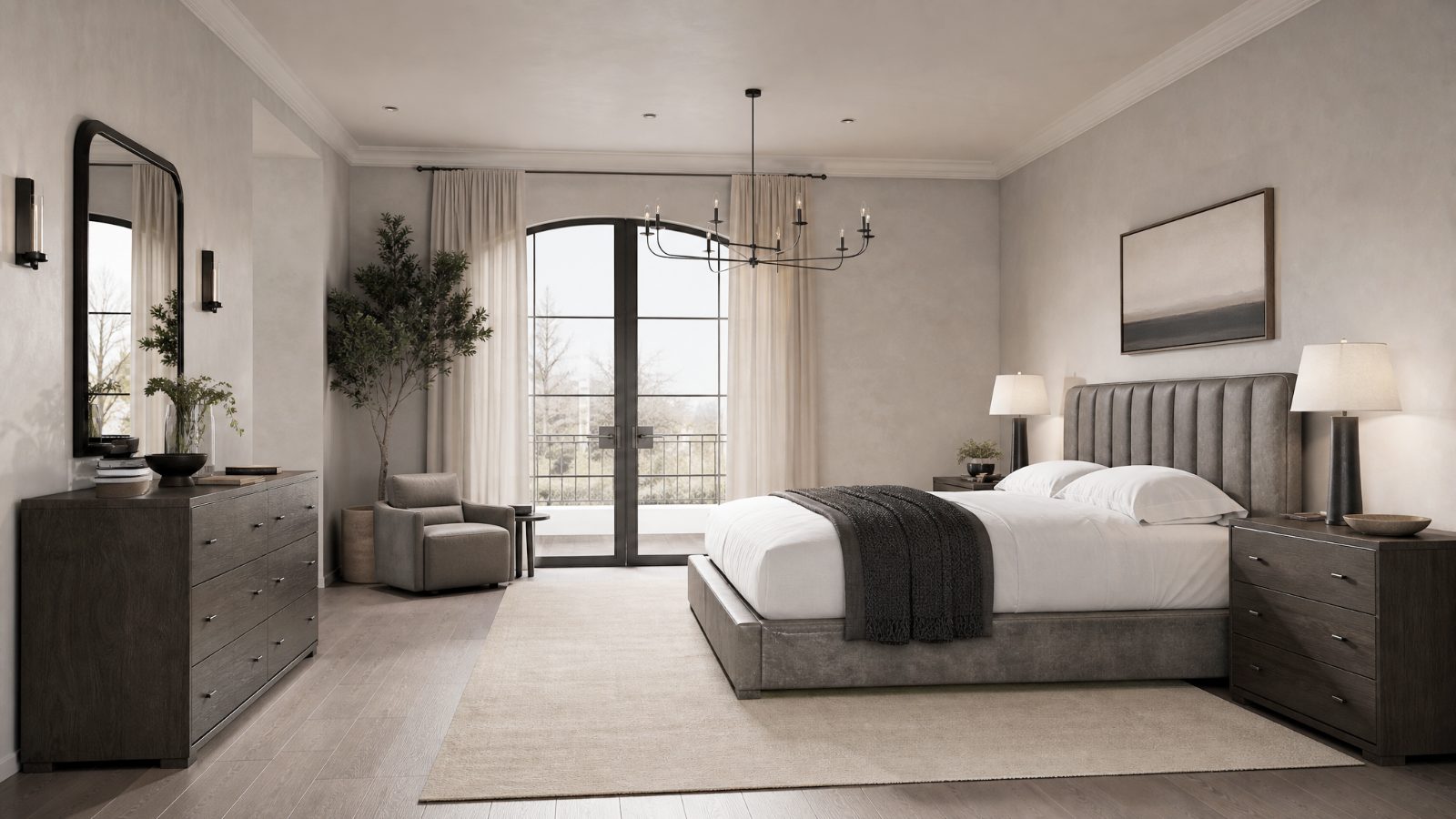 Leather Beds in a modern room