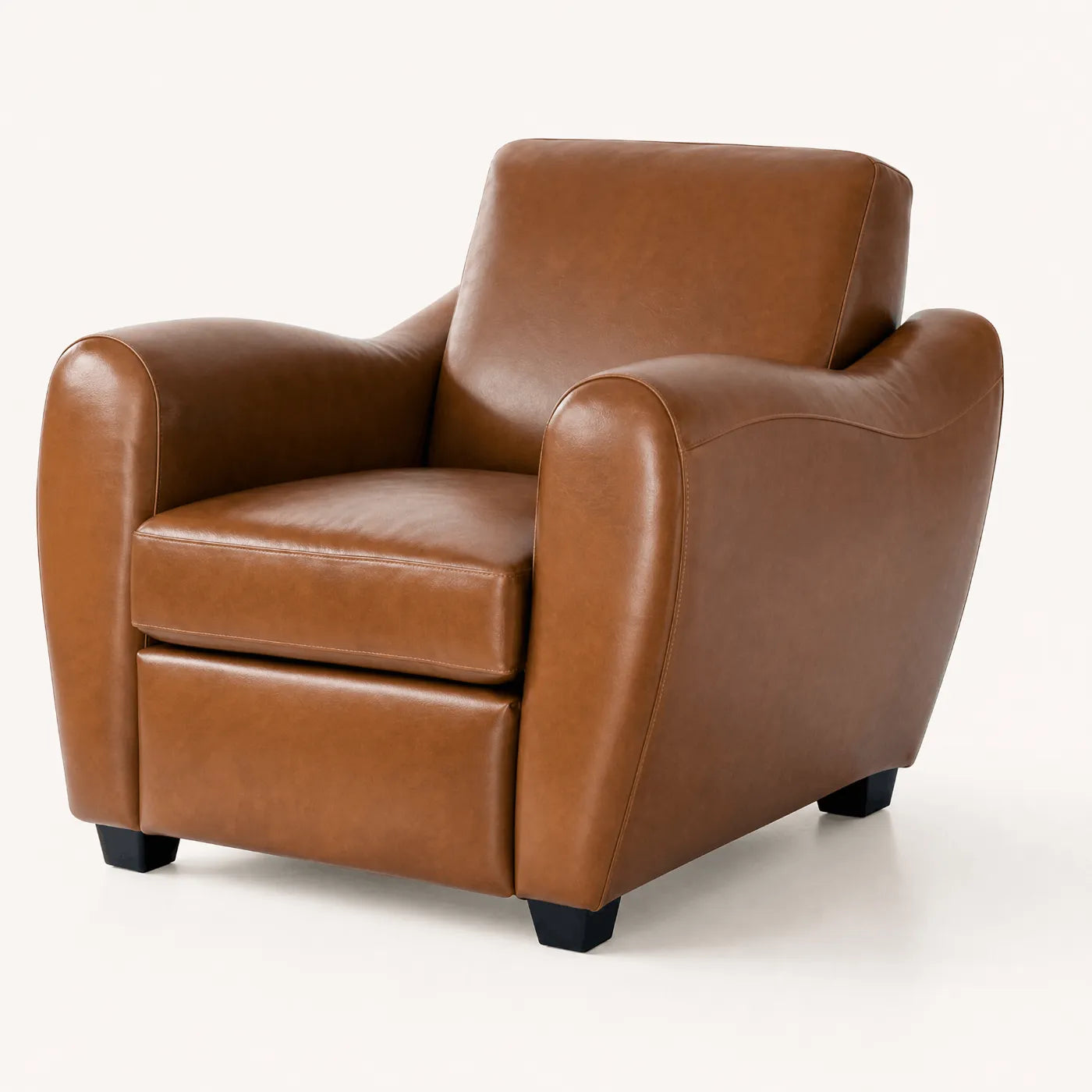 Leather Mid-Century Dark Oak Armchair