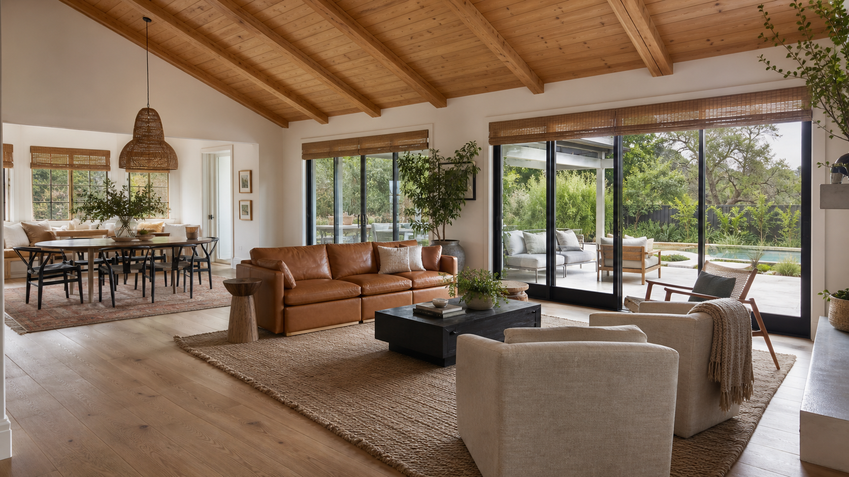 Leather seating detail in a living room