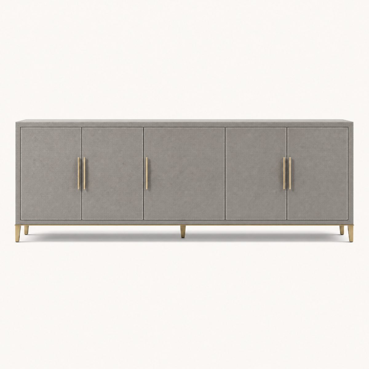 Grey Stitched Leather Sideboard