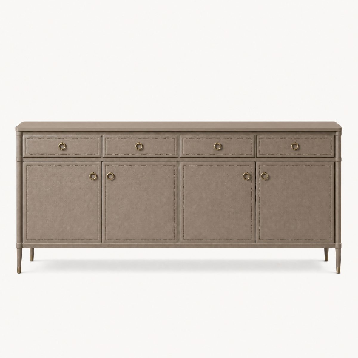 Taupe Leather Ring-Pull Sideboard