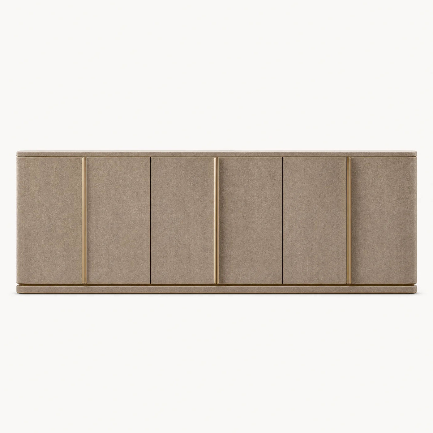 Taupe Leather Six-Door Sideboard