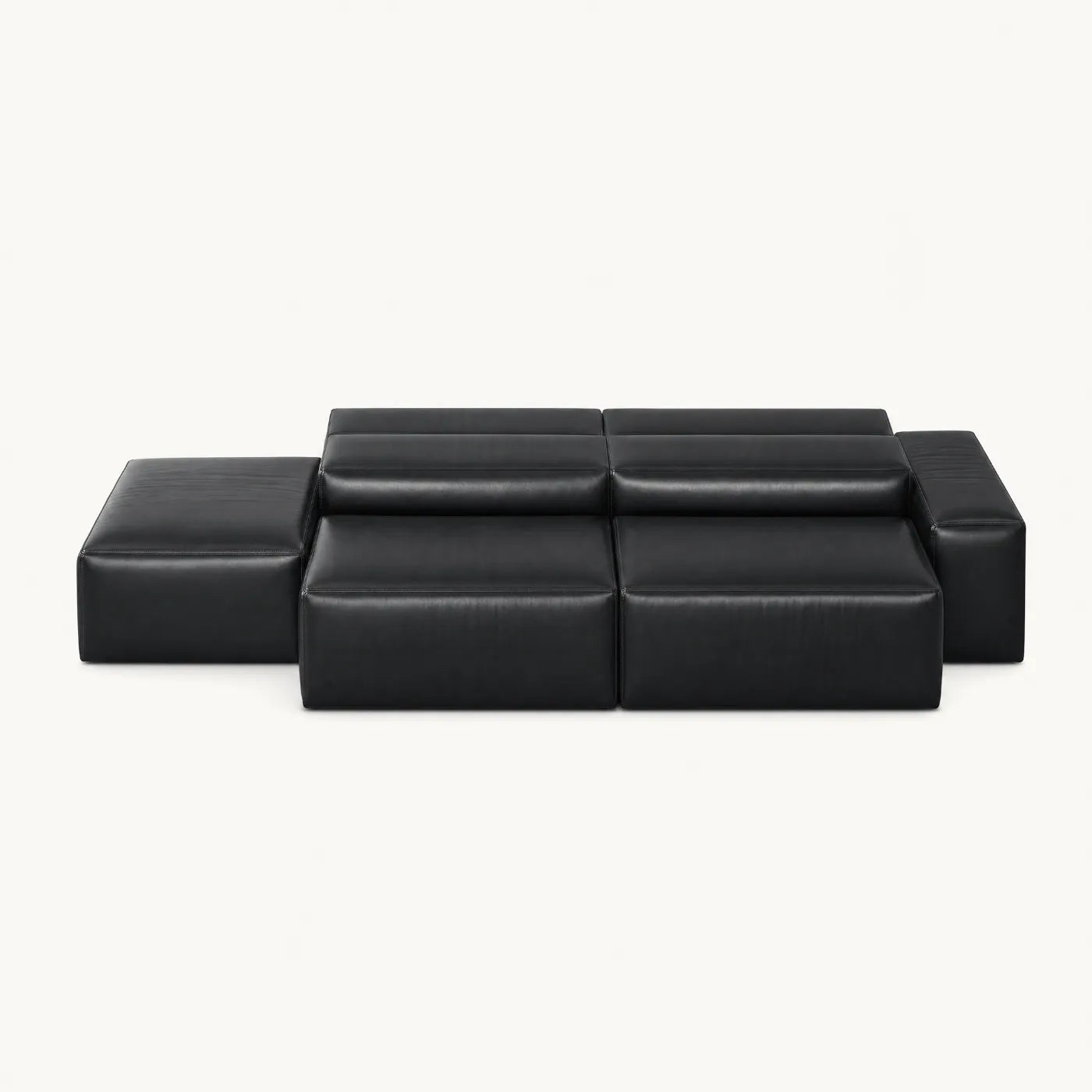 Cube black leather modular sectional sofa