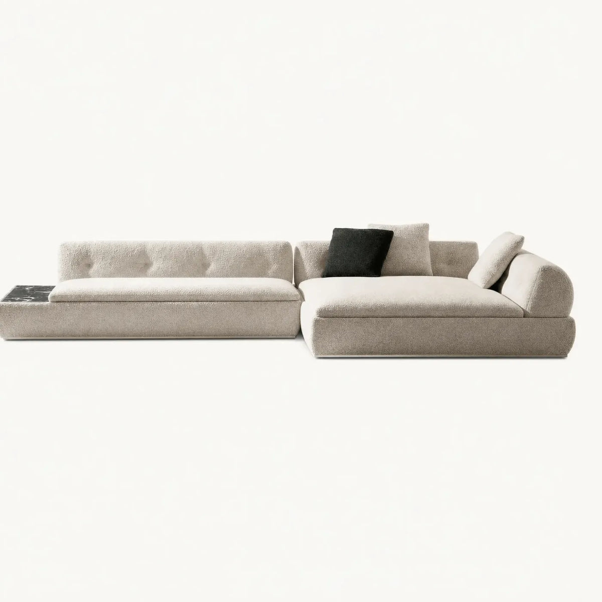 Marble side tray L-shaped modular sofa
