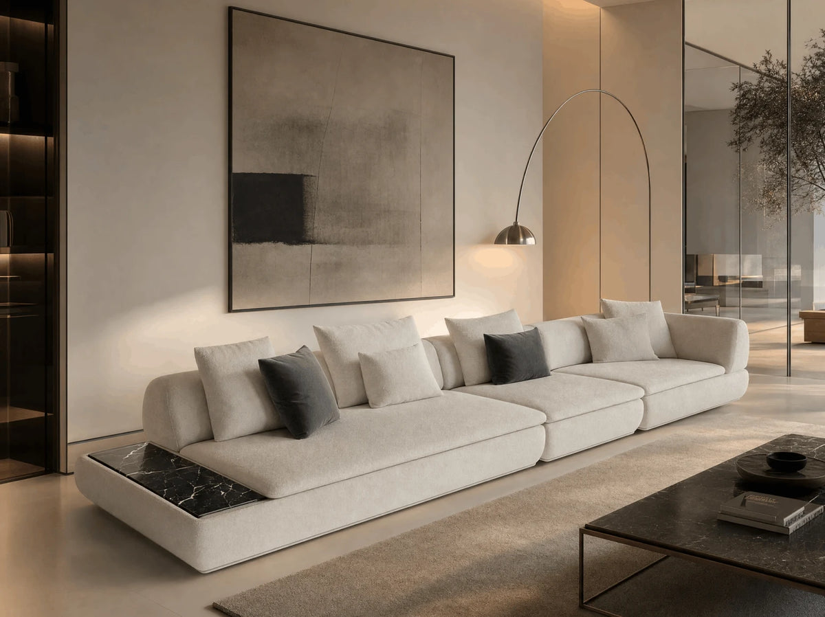 Low-profile modular sofa in a contemporary interior