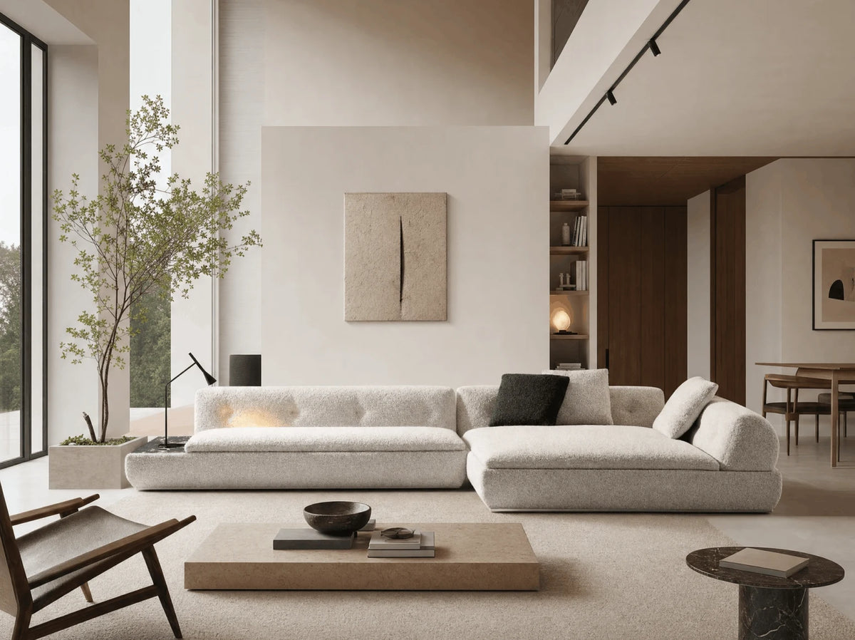 Modular fabric seating in a styled space