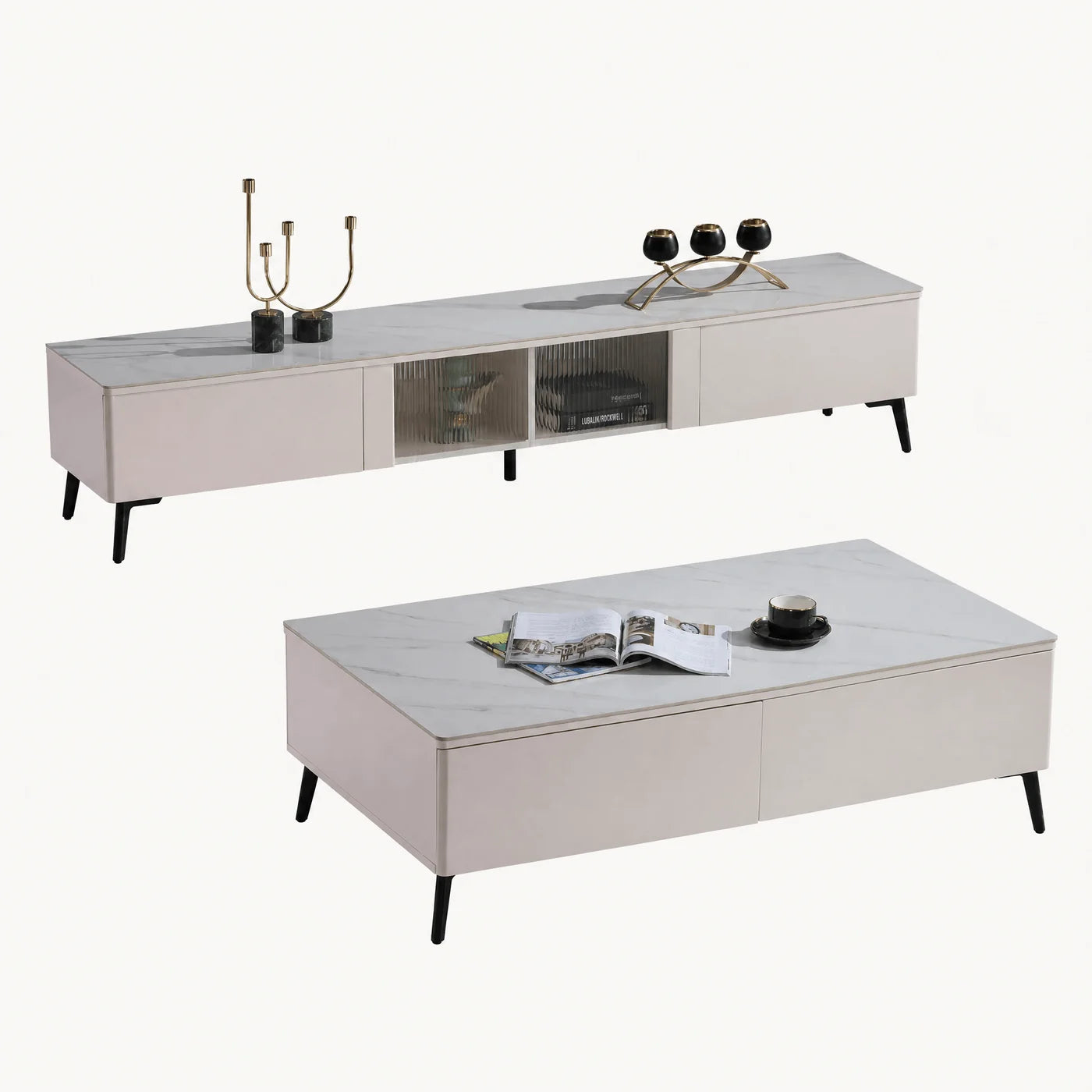 Fluted Glass Door Media Console