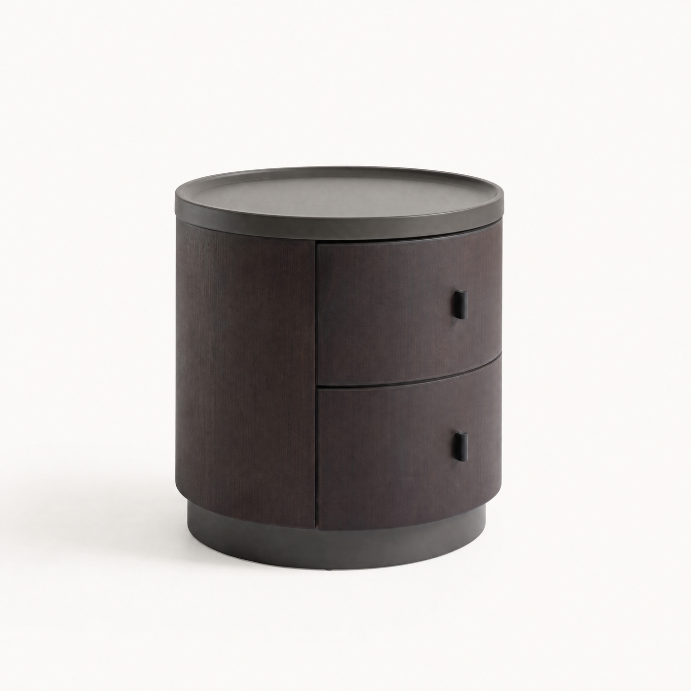 Round Wood Drawer Nightstand