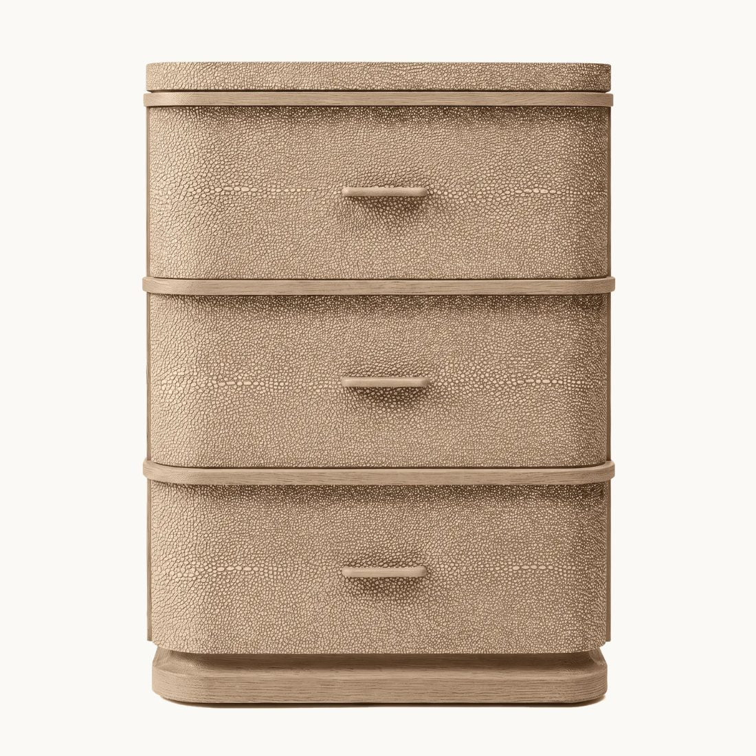 Shagreen-Effect Oak Three-Drawer Nightstand