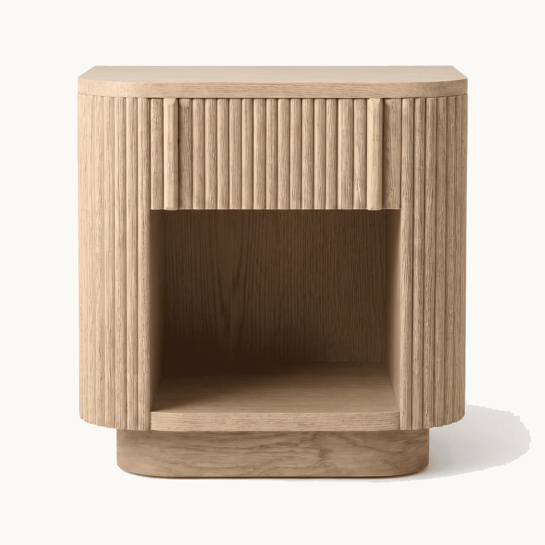 Fluted Oak Open Shelf Nightstand