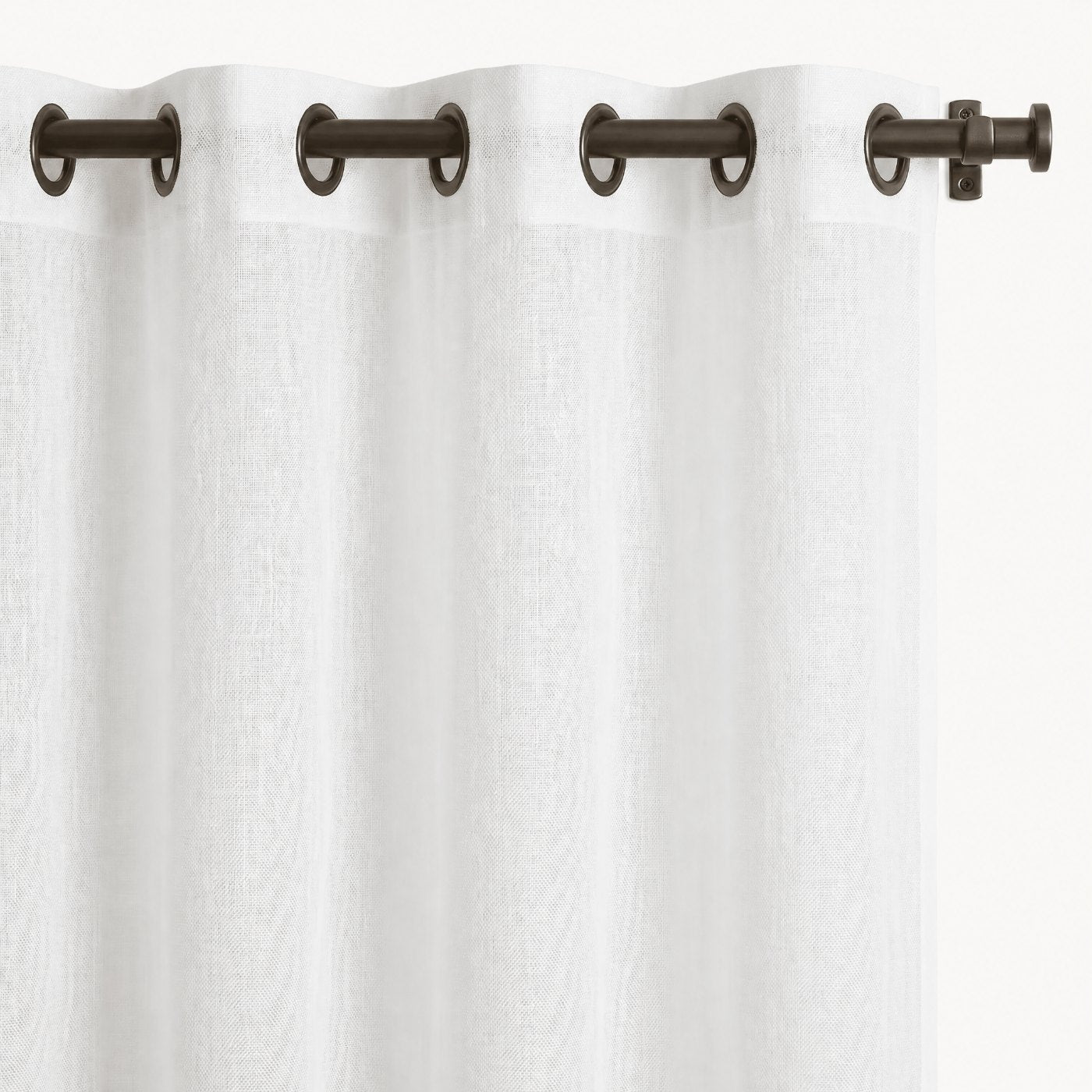 Sheer White Linen Look Light Filtering Curtain