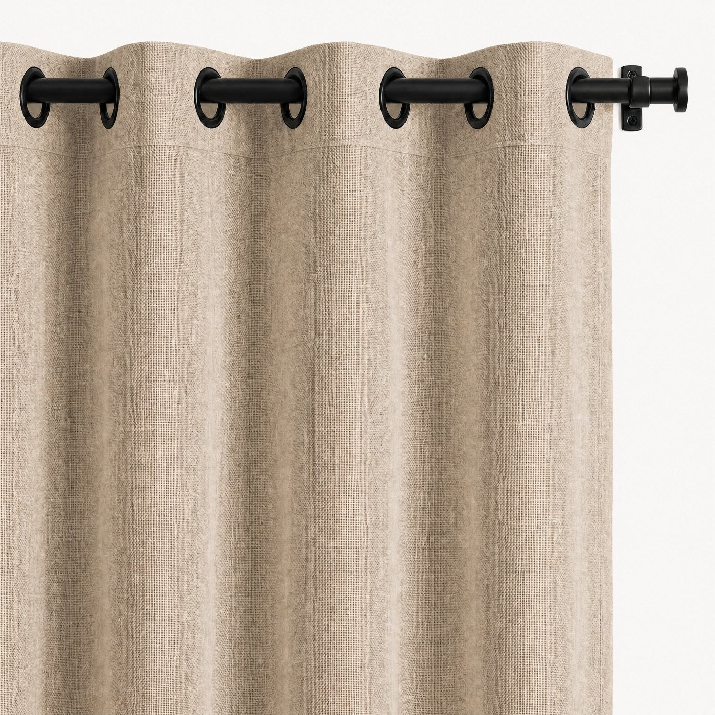 Light Gray Herringbone Linen Blend Curtain
