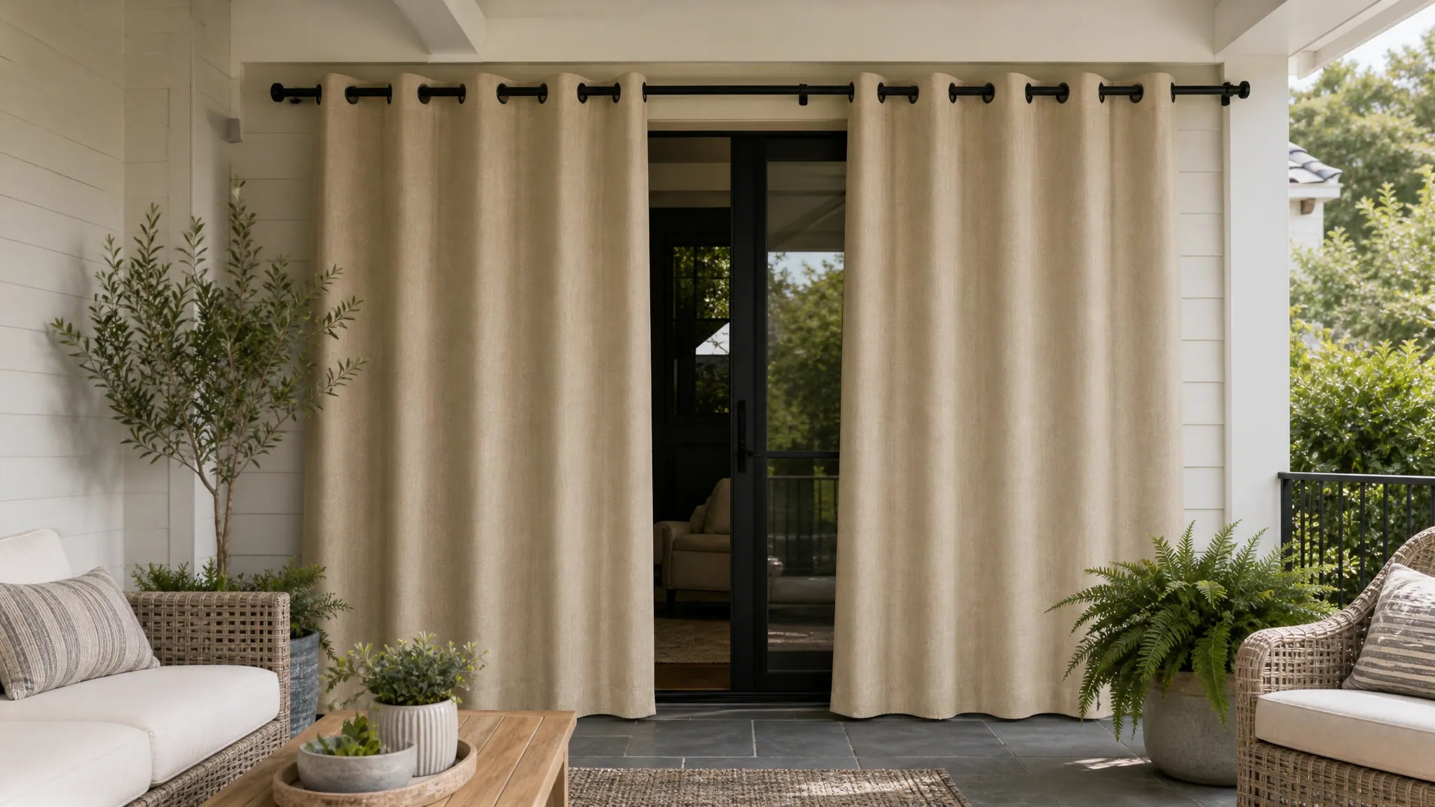 Outdoor Curtains in a modern room