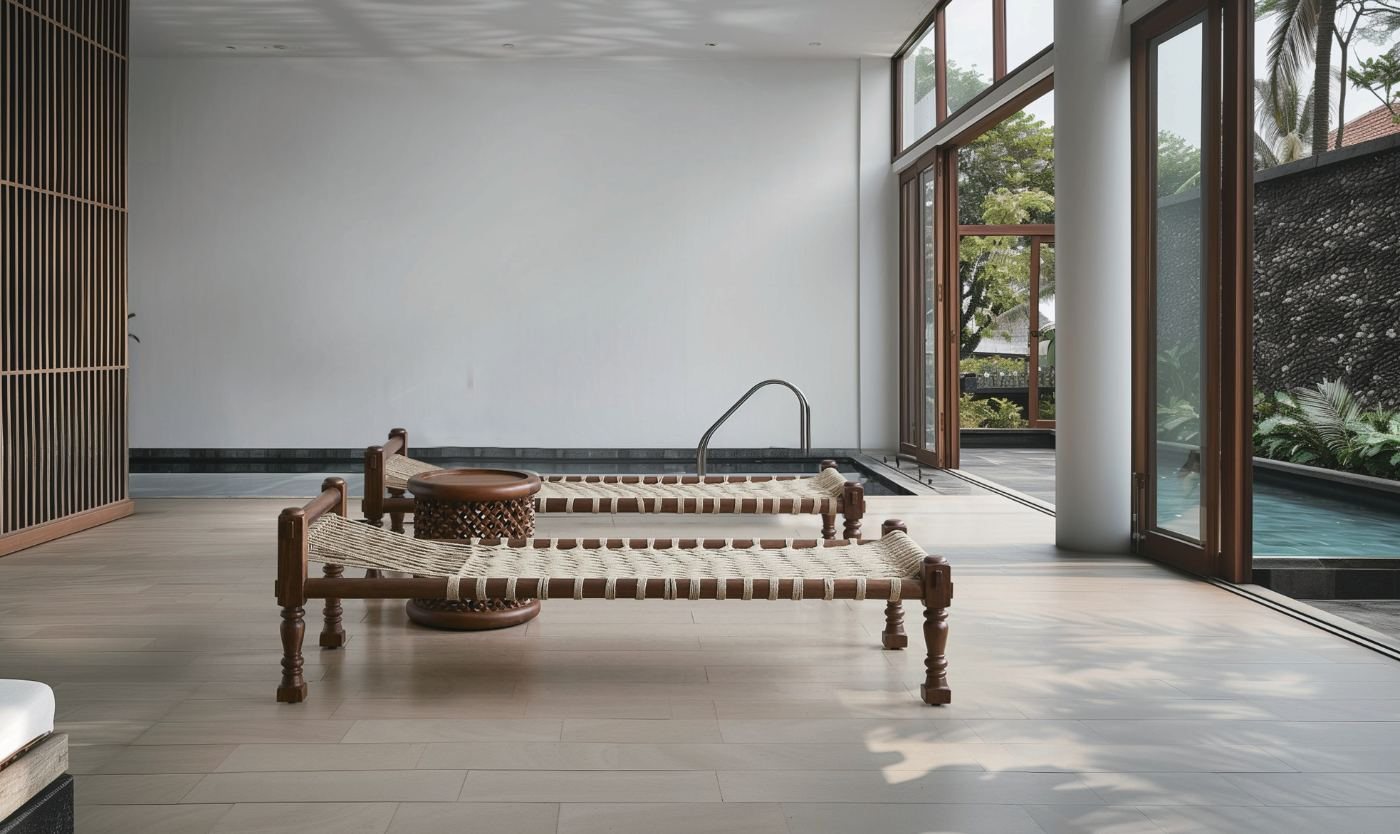 Teak lounger detail