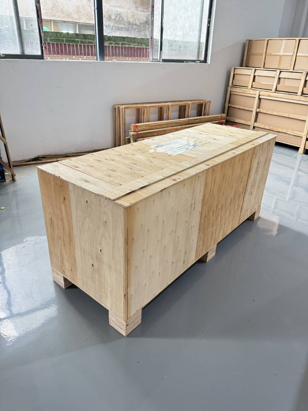 Side view of export furniture crate