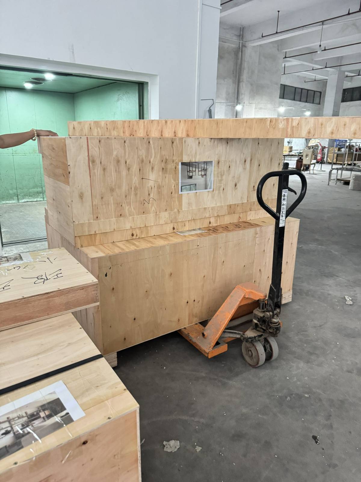 Packed furniture moved for loading inspection
