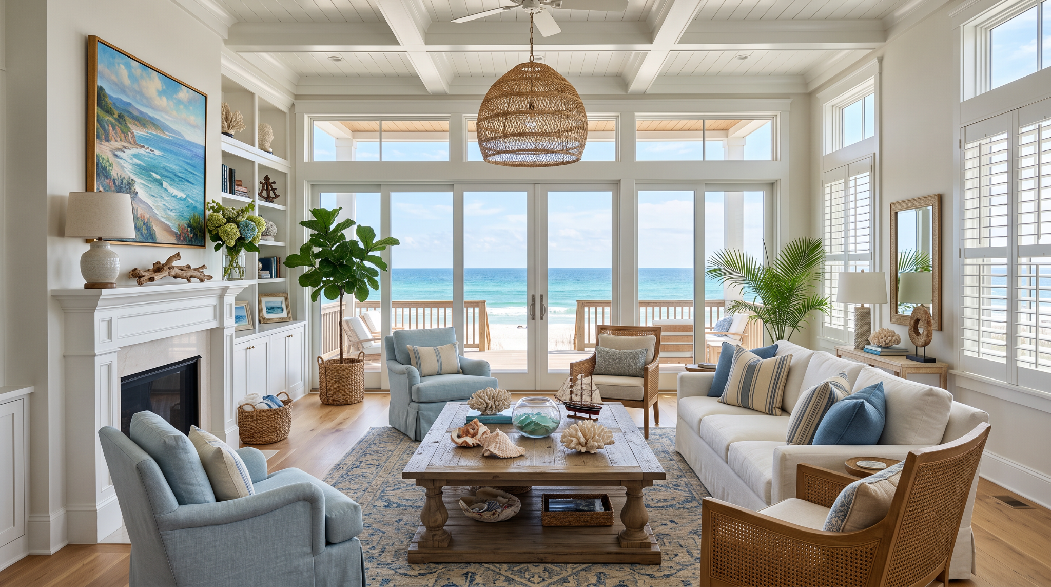 Bright living room styled with soft seating and natural materials