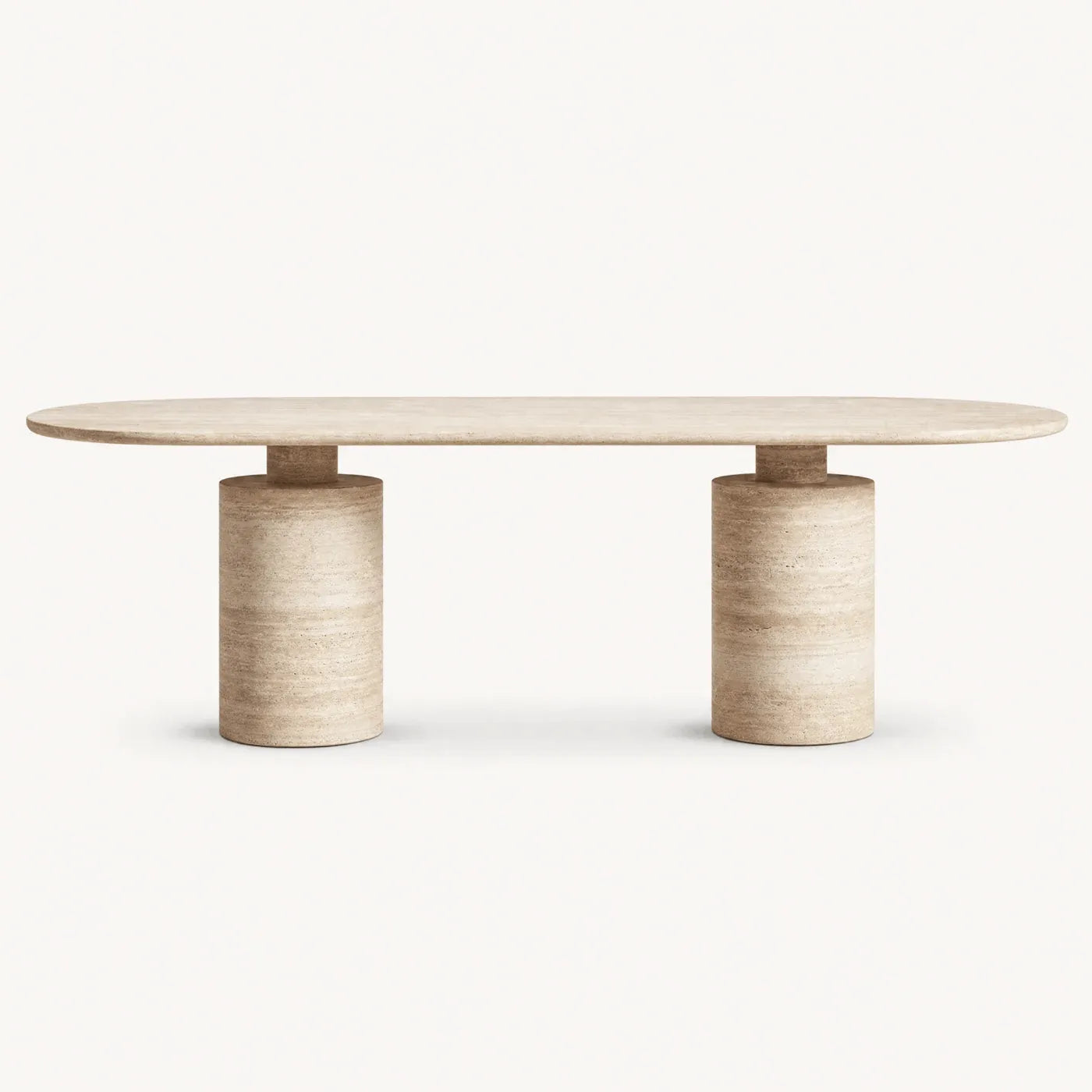 Doric Oval Travertine Table