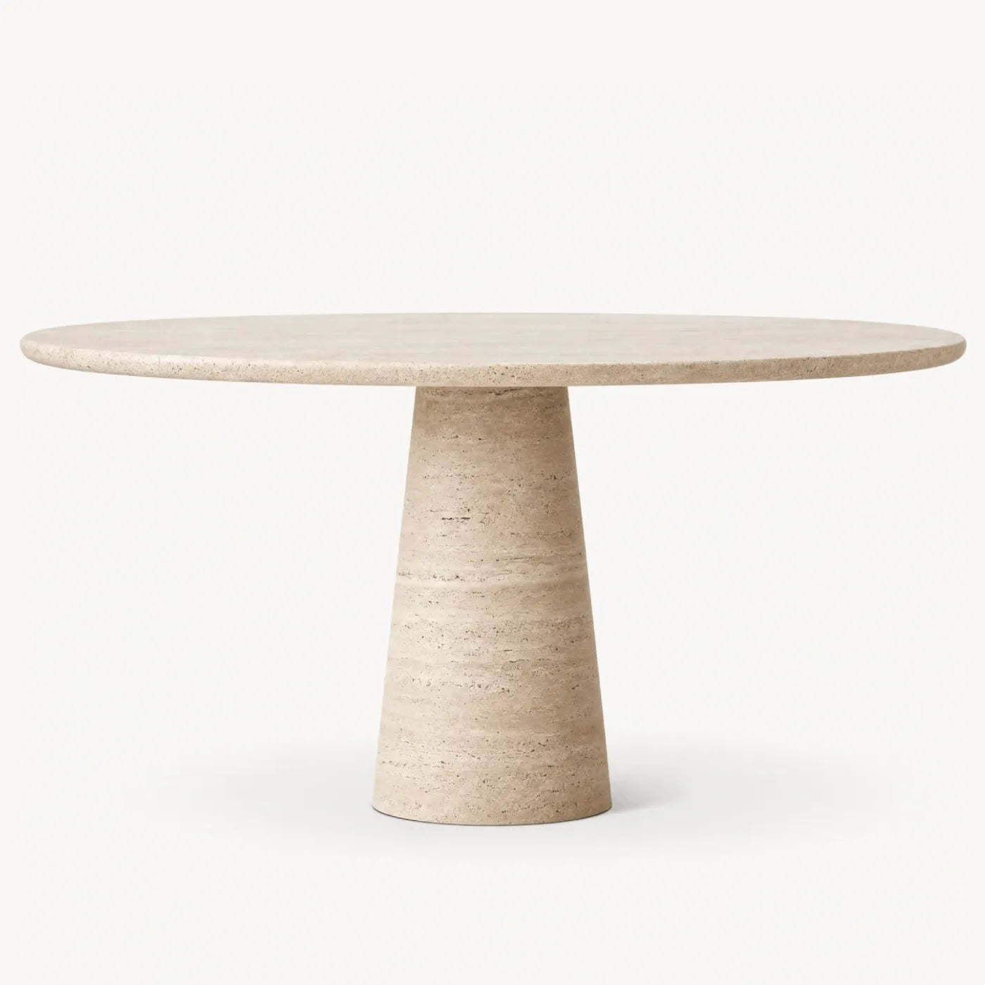 Colonna Round Travertine Table