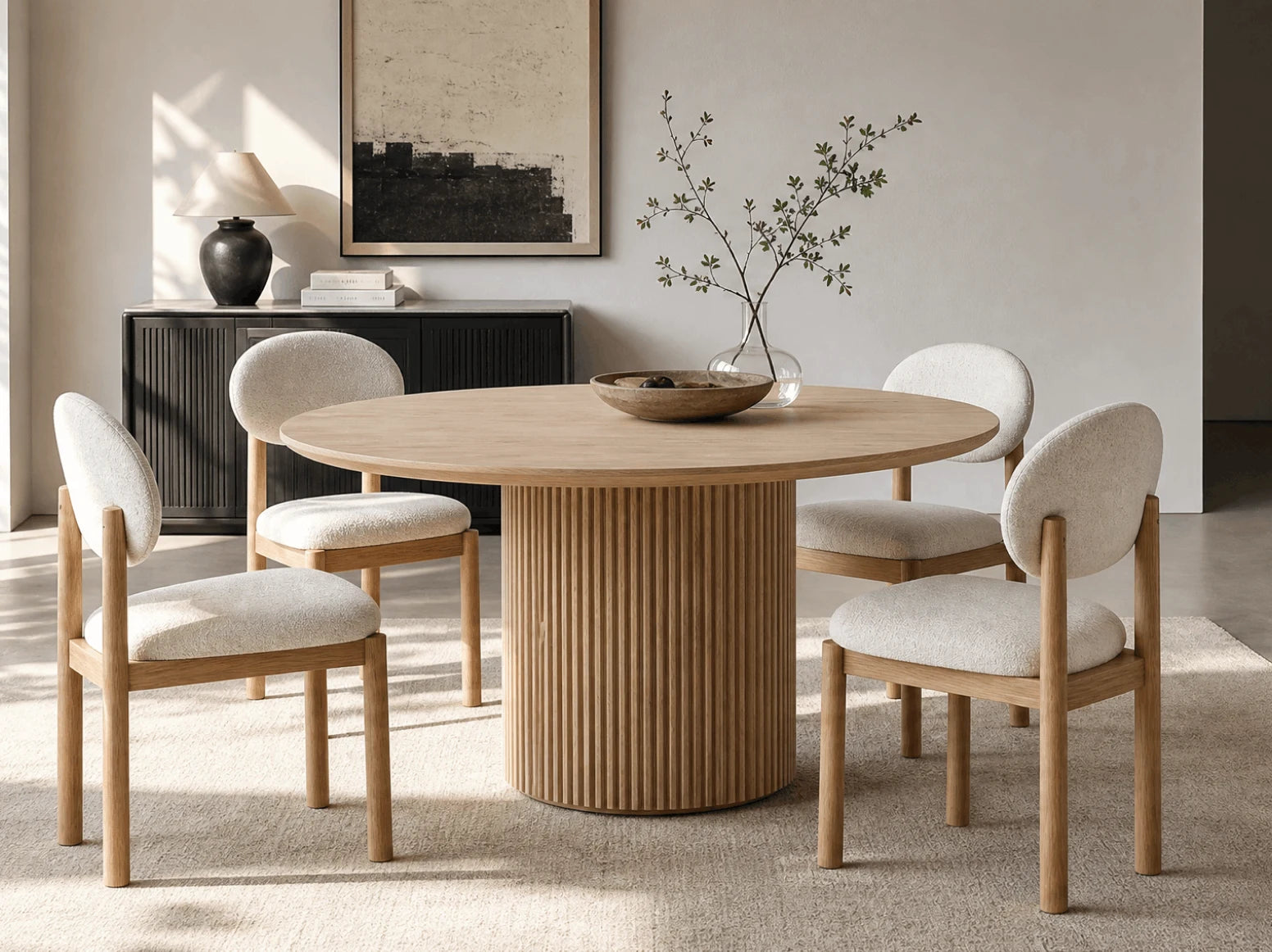 Round & Oval Dining Tables in a styled room