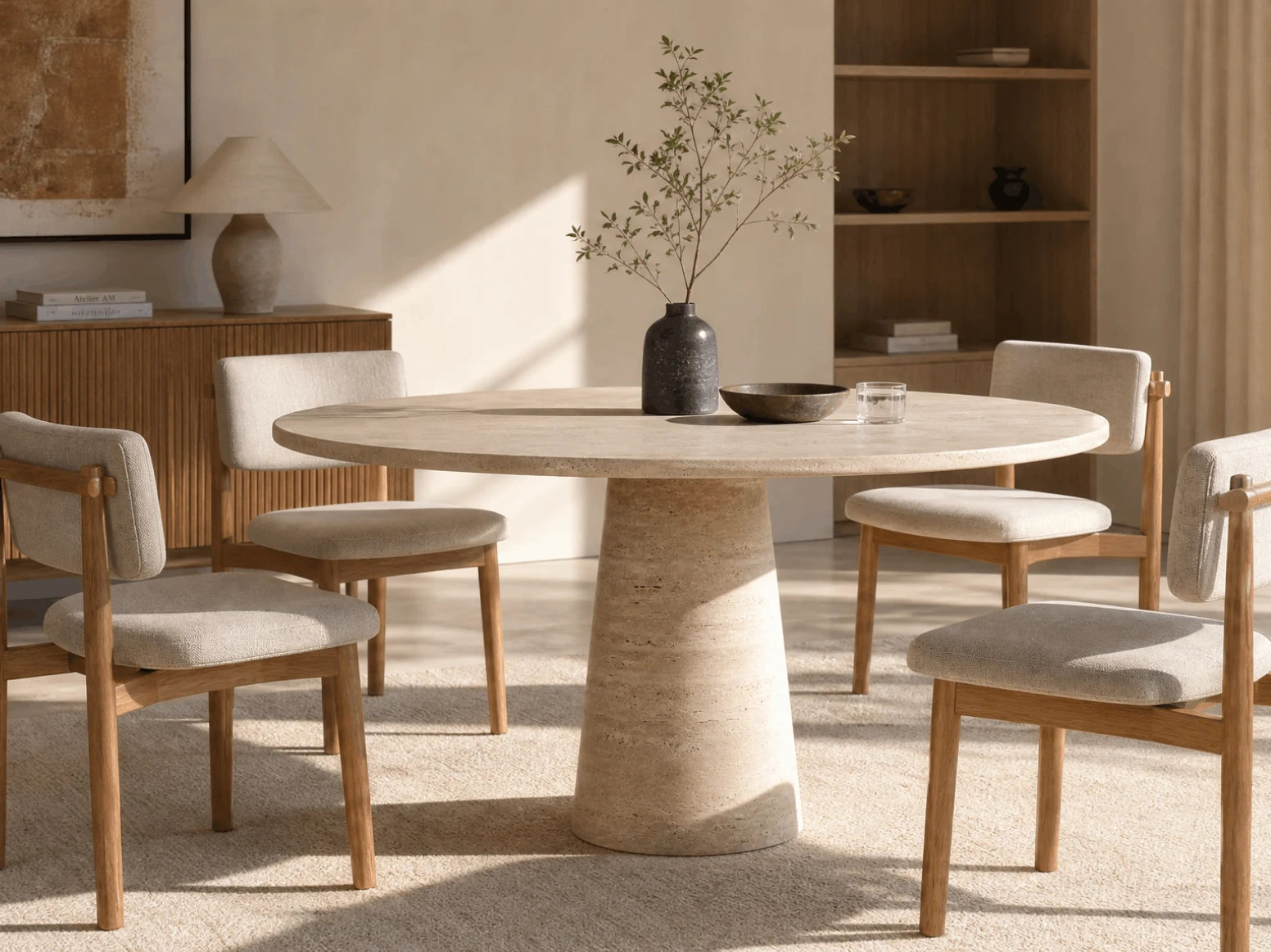 Round & Oval Dining Tables in a styled room